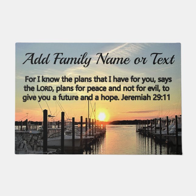 SONNENANLAGE AM SEE JEREMIAH 29:11 PERSONALISIERT FUßMATTE (Vorderseite)