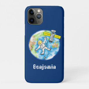 Sonnenastronaut im Weltraum und Cartoon der Erde Case-Mate iPhone Hülle