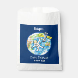 Sonnenastronaut im Weltraum und Cartoon der Erde Geschenktütchen