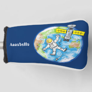 Sonnenastronaut im Weltraum und Cartoon der Erde Golf Headcover