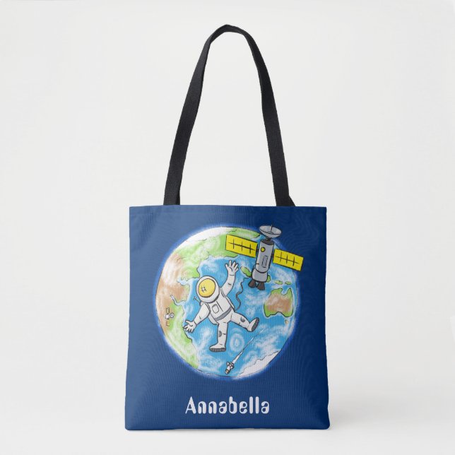 Sonnenastronaut im Weltraum und Cartoon der Erde Tasche (Vorderseite)