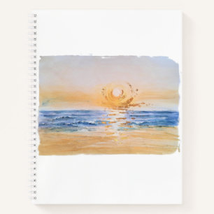 Sonnenaufgang am Meer - Aquarellmalerei Notizbuch