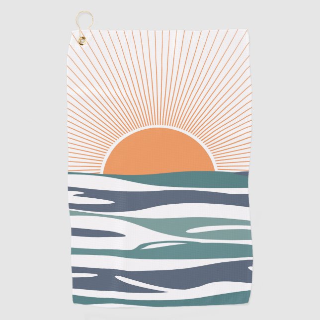 Sonnenaufgang am Meer Golfhandtuch (Vorderseite)