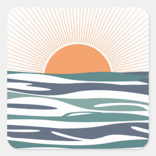Sonnenaufgang am Meer Quadratischer Aufkleber