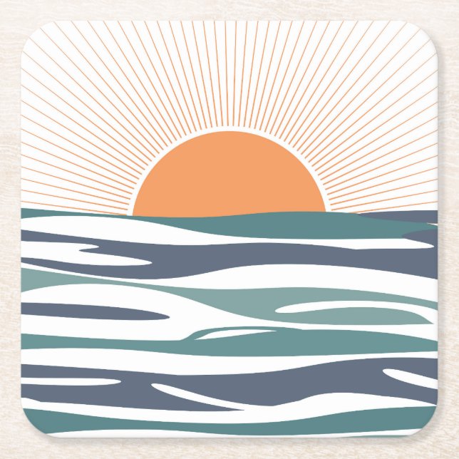 Sonnenaufgang am Meer Rechteckiger Pappuntersetzer (Vorderseite)