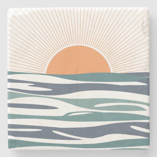 Sonnenaufgang am Meer Steinuntersetzer (Vorderseite)