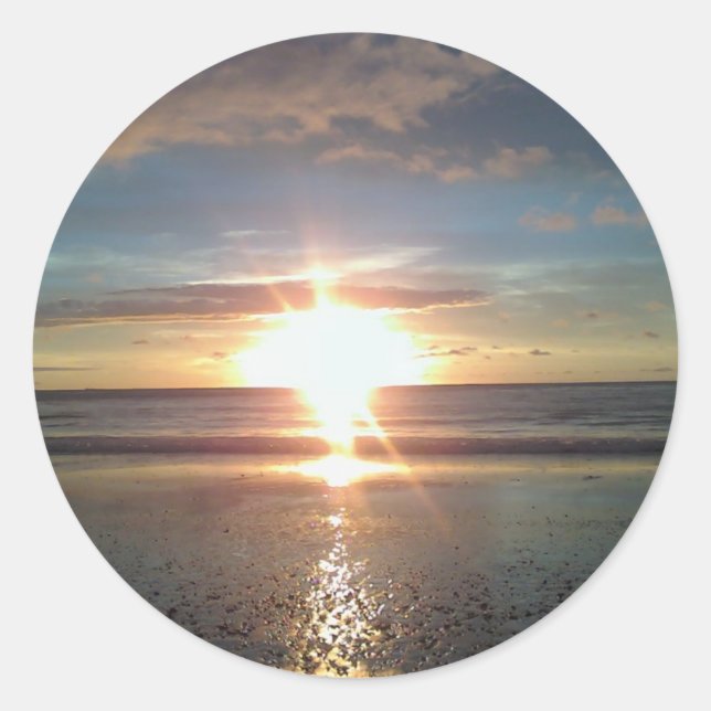 Sonnenaufgang am Nordstrand Runder Aufkleber (Vorderseite)