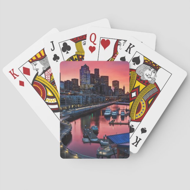 Sonnenaufgang am Pier 66, der unten auf Spielkarten (Rückseite)