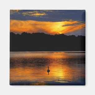 Sonnenaufgang am See, landschaftliches Foto, Magnet