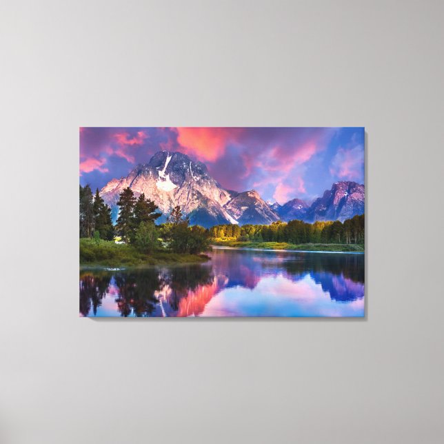 Sonnenaufgang an der Oxbow Bend Leinwanddruck (Vorderseite)