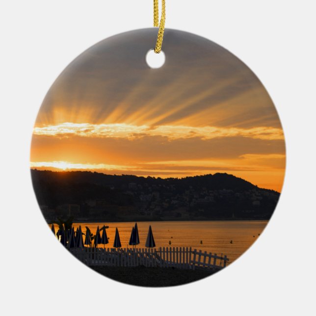 Sonnenaufgang an der Promenade des Anglais Keramik Ornament (Vorne)