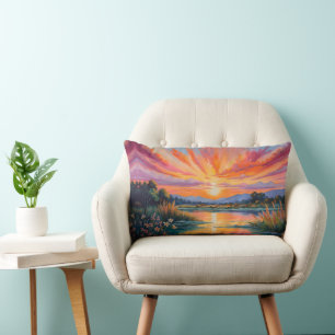 Sonnenaufgang an der Wasserfarbe des Teiches Lendenkissen