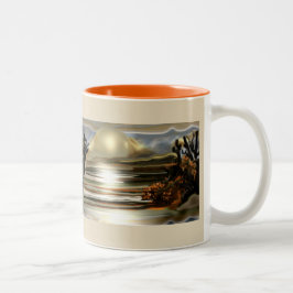 Sonnenaufgang an der Wüste Abstrakte Kunst im Südw Zweifarbige Tasse