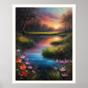 Sonnenaufgang an einer Wildblume Schattenfarbige R Poster