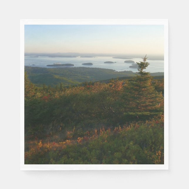 Sonnenaufgang auf dem Cadillac Mountain I Serviette (Vorderseite)
