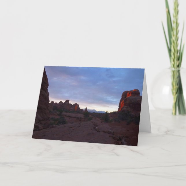 Sonnenaufgang auf dem Windows Trail in Arches Karte (Vorderseite)