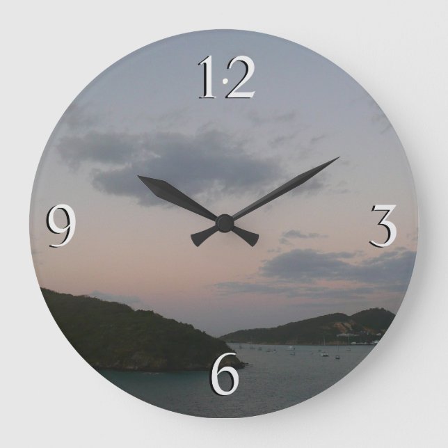Sonnenaufgang auf den St. Thomas III Jungfrau Isla Große Wanduhr (Vorderseite)