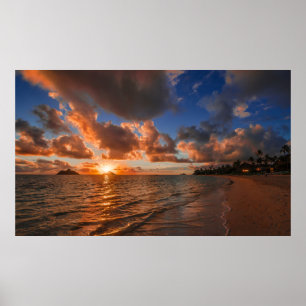 Sonnenaufgang auf der Insel Mokulua Poster