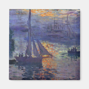 Sonnenaufgang auf Monet Segelboot Malerei Kunst Magnet