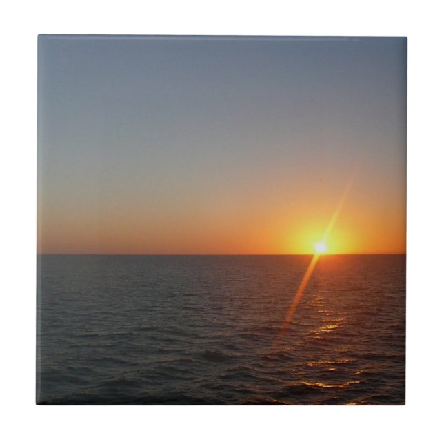 Sonnenaufgang auf Sea III Ocean Horizon Seascape Fliese (Vorderseite)