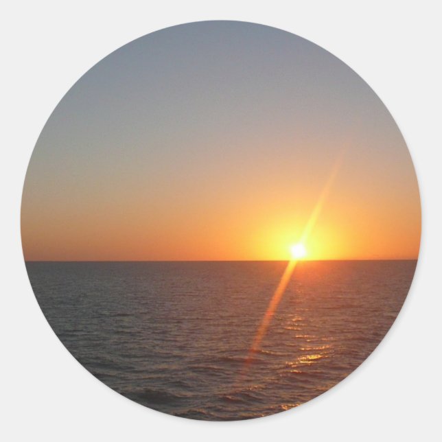 Sonnenaufgang auf Sea III Ocean Horizon Seascape Runder Aufkleber (Vorderseite)