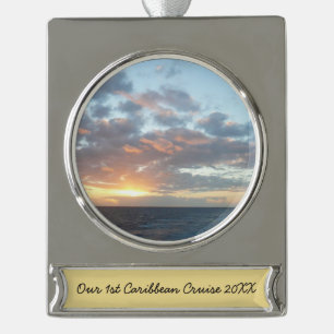 Sonnenaufgang auf See I Pastel Seascape Banner-Ornament Silber