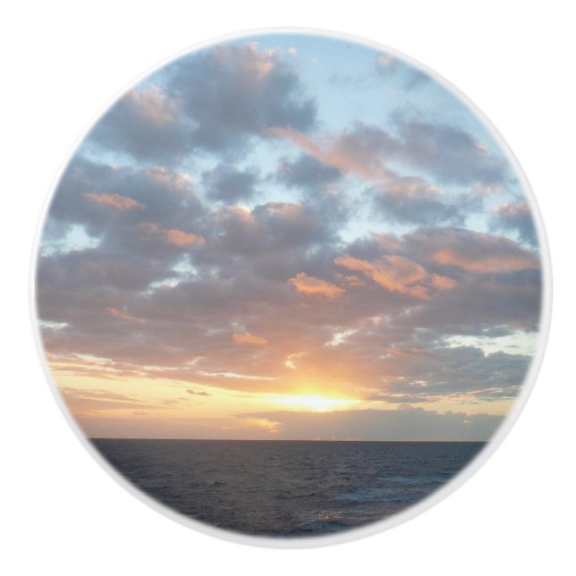 Sonnenaufgang auf See I Pastel Seascape Keramikknauf (Vorderseite)