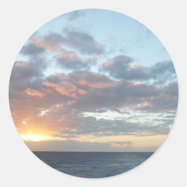 Sonnenaufgang auf See I Pastel Seascape Runder Aufkleber (Vorderseite)