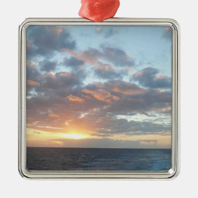 Sonnenaufgang auf See I Pastel Seascape Silbernes Ornament (Vorne)