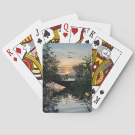 Sonnenaufgang des Fischereibootes Spielkarten