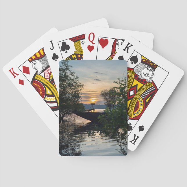 Sonnenaufgang des Fischereibootes Spielkarten (Rückseite)