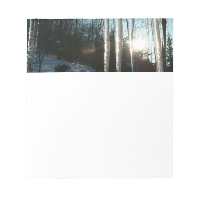 Sonnenaufgang durch Eiskeln Winternaturfotografie Notizblock (Vorderseite)