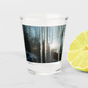 Sonnenaufgang durch Eiskeln Winternaturfotografie Schnapsglas