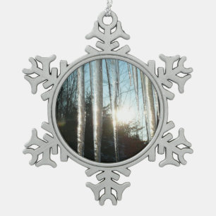 Sonnenaufgang durch Eiskeln Winternaturfotografie Schneeflocken Zinn-Ornament