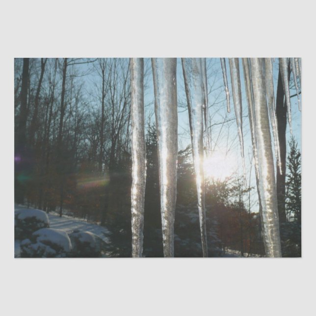 Sonnenaufgang durch Eiskeln Winternaturfotografie Seidenpapier (Vorderseite)