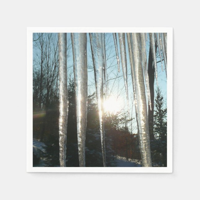 Sonnenaufgang durch Eiskeln Winternaturfotografie Serviette (Vorderseite)