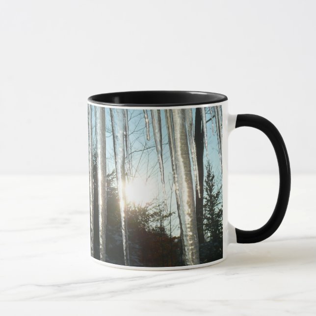 Sonnenaufgang durch Eiskeln Winternaturfotografie Tasse (Rechts)