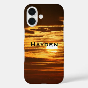 Sonnenaufgang durch Wolken Personalisiert iPhone 16 Hülle
