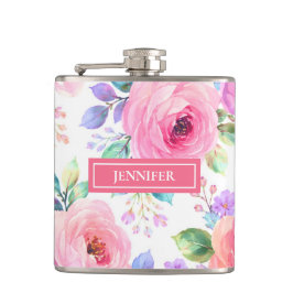 Sonnenaufgang Floral Boho Benutzername Design Flachmann