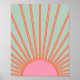 Sonnenaufgang Grün und Rosa Abstrakt Retro-Sonnens Poster (Vorne)