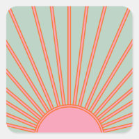 Sonnenaufgang Grün und Rosa Abstrakt Retro-Sonnens