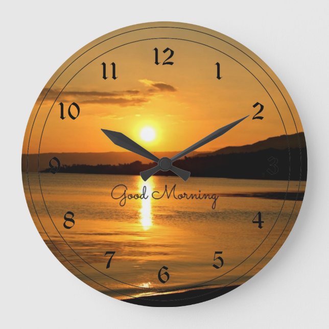 Sonnenaufgang - Guten Morgen Große Wanduhr (Vorderseite)