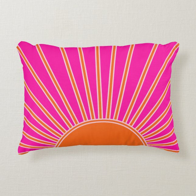 Sonnenaufgang Heiß rosa und orange Preppy Sonnensc Dekokissen (Vorderseite)
