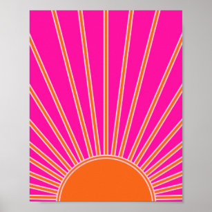 Sonnenaufgang Heiß rosa und orange Preppy Sonnensc Poster