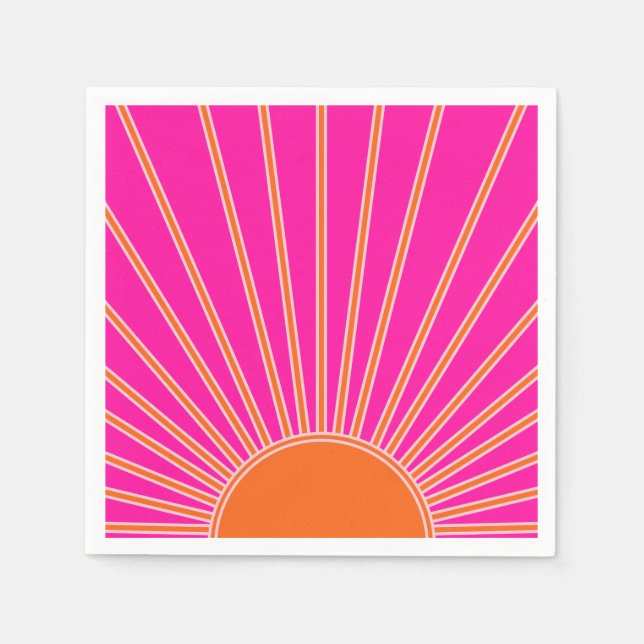 Sonnenaufgang Heiß rosa und orange Preppy Sonnensc Serviette (Vorderseite)