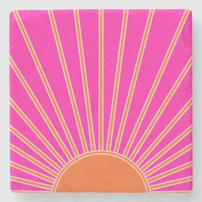 Sonnenaufgang Heiß rosa und orange Preppy Sonnensc Steinuntersetzer (Vorderseite)