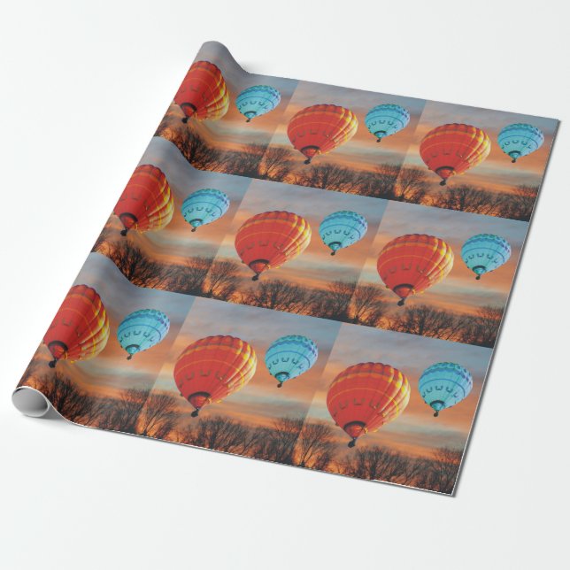 Sonnenaufgang-Heißluft-Ballon-Fahrt Geschenkpapier (Ungerollt)