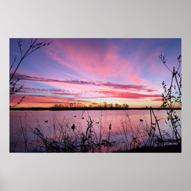 Sonnenaufgang im Arkansas-Duck-Blind Poster (Vorne)
