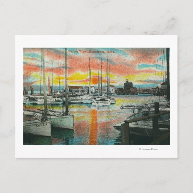 Sonnenaufgang im Hafen Postkarte (Vorderseite)
