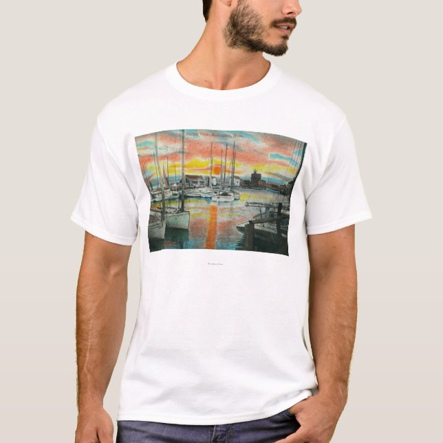 Sonnenaufgang im Hafen T-Shirt (Vorderseite)